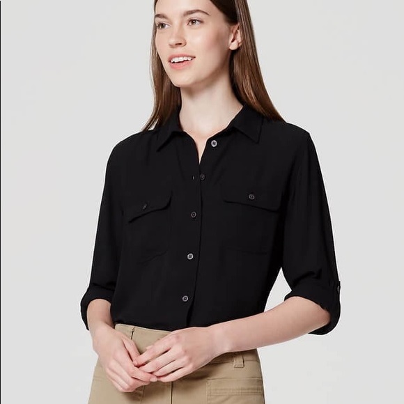 LOFT Black Utility Blouse - Picture 4 of 4